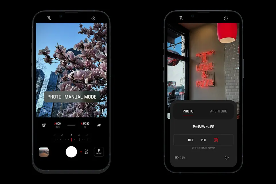 Leica LUX app on mobile phone.