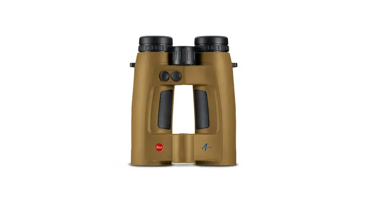 The Leica Geovid Pro 42 AB+ stands on a white background