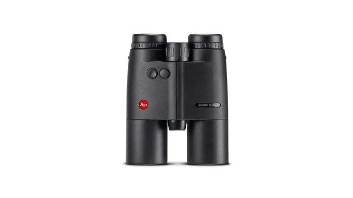 The Leica Geovid R SE stands on a white background