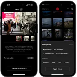 Leica Fotos App displays different Leica Looks.