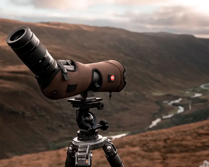 Leica-APO-Televid-scope-standing-on-a-tripod-in-the-Scottish-Highlands