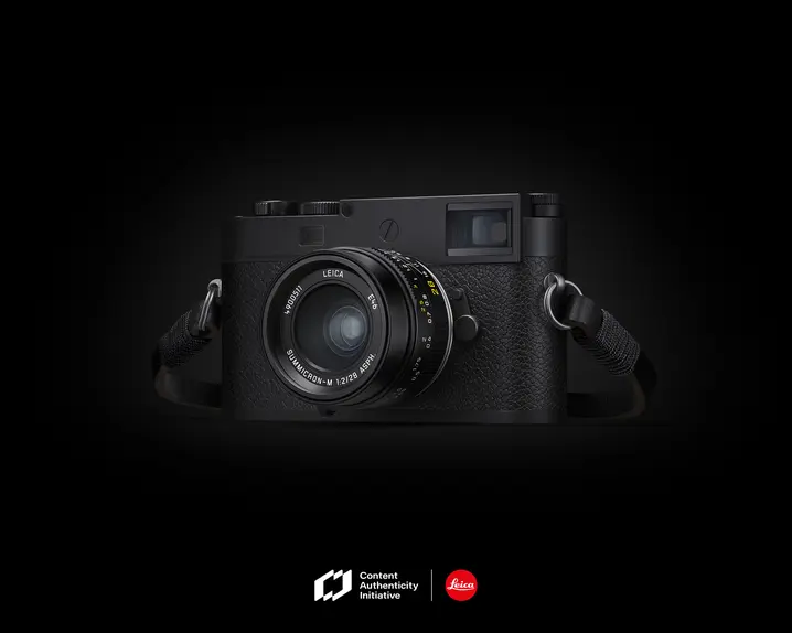 Leica camera on a black background