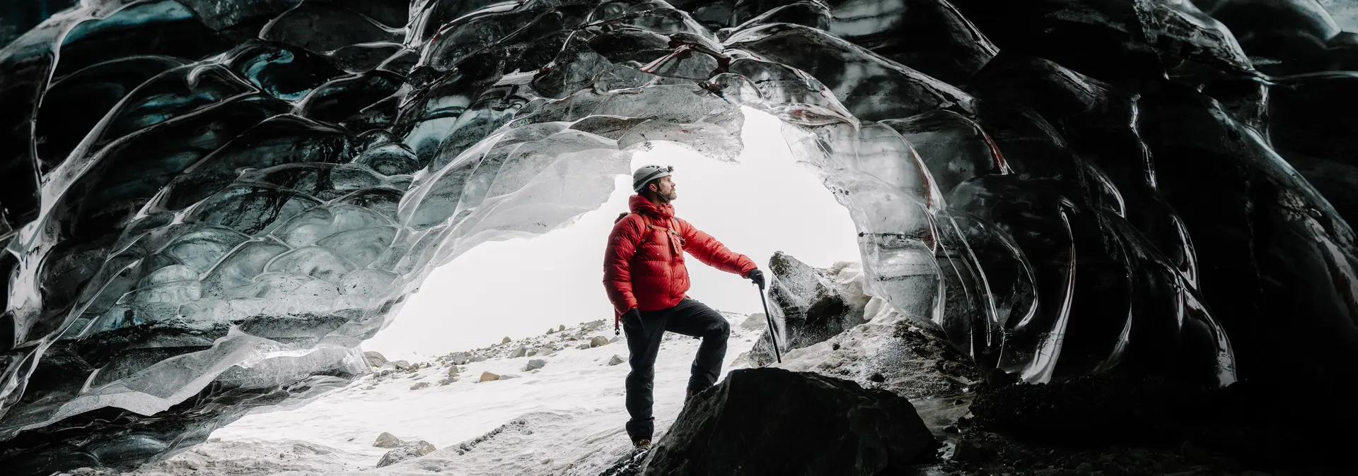 Man in an icecave
