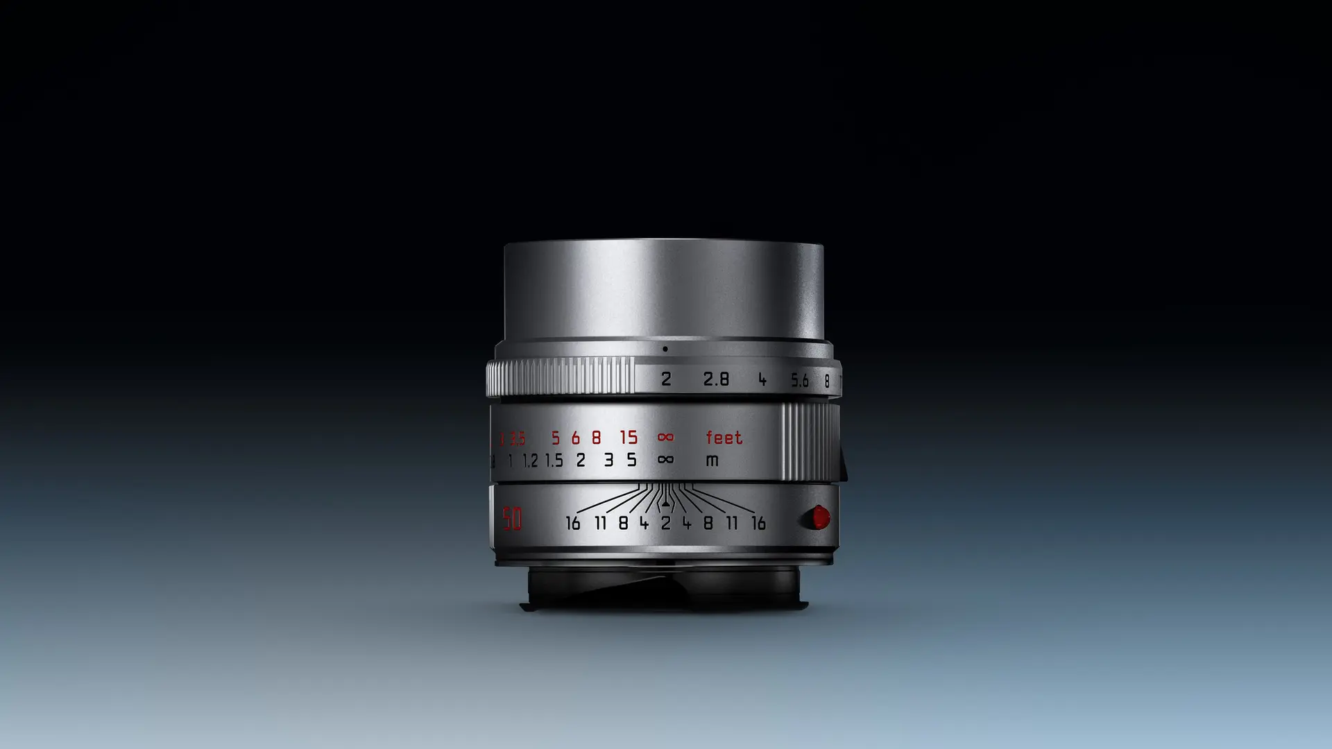 M Lens on a black and blue background