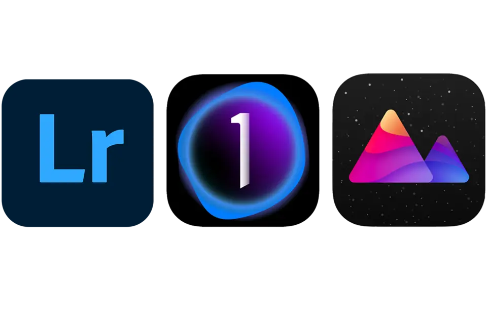 Icons showing Adobe Lightroom, Darkroom and Capture one.