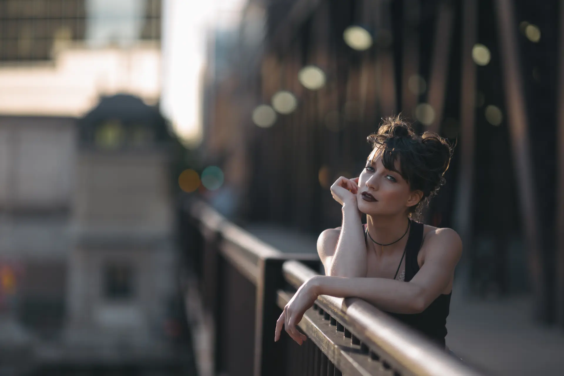 Woman on a bridge